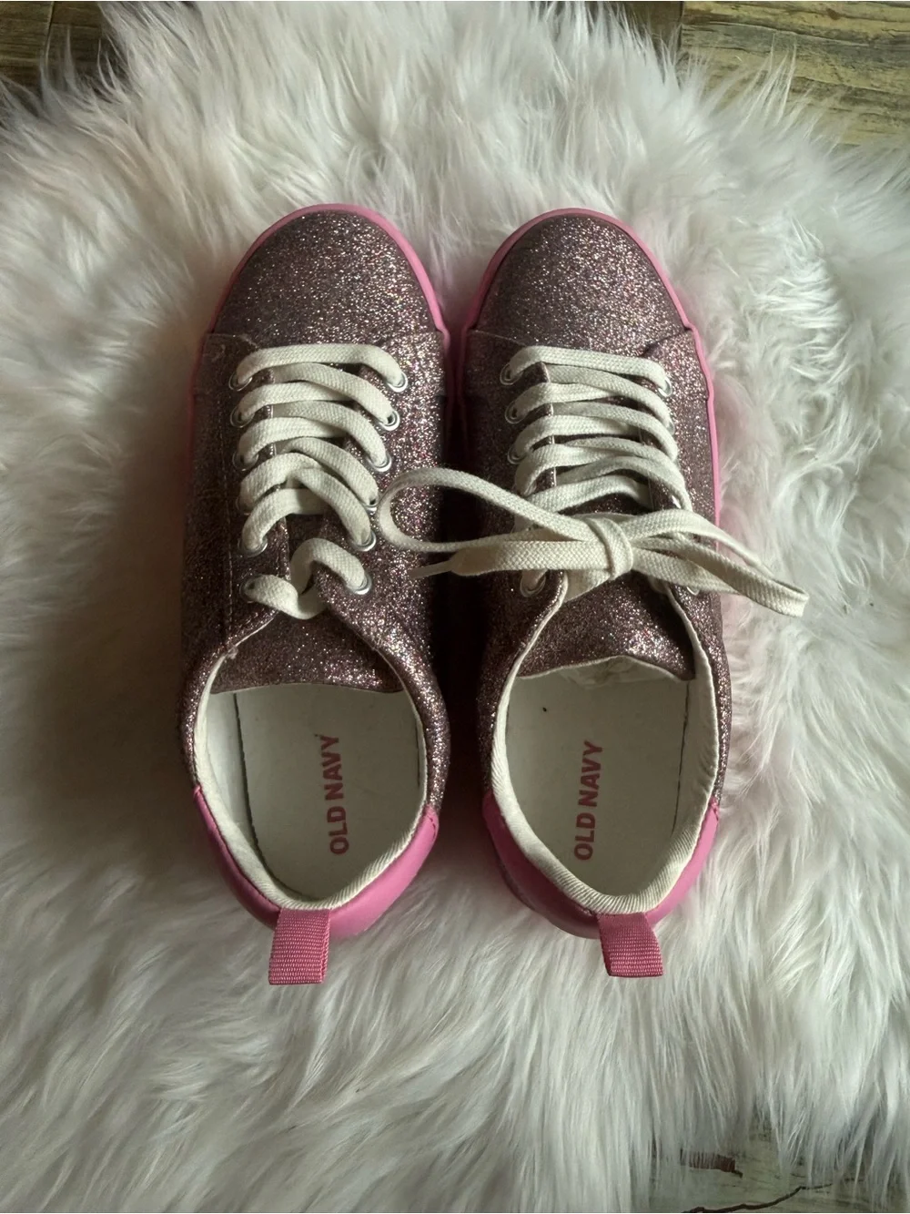 Glitter Pink Casual Sneakers - Big Kids size 3 OldNavy